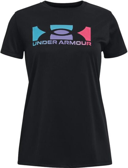 UNDER ARMOUR FILLE T-SHIRT noir logo bleu mauve rose