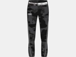 UNDER ARMOUR SOLDE FILLE legging 3/4 crop HeatGear noir imprimé avec bande blanche