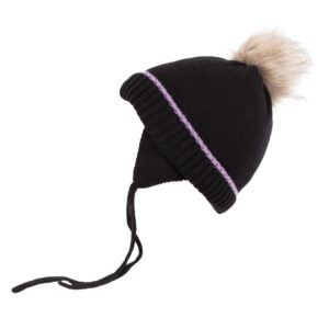 -NANO HIVER TUQUE EN TRICOT DOUBLÉ POLAR NOIR IMPRIMÉE LUNA