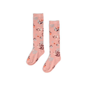 DEUX PAR DEUX FILLE. AUTOMNE FLEURS DES CHAMPS CHAUSSETTES LONGUE ROSE