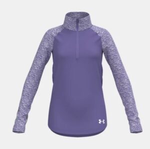 UNDER ARMOUR FILLE Haut à demi-glissière Tech Graphic écriture sur la manche mauve
