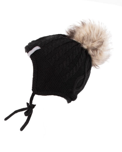 PELUCHE & TARTINE TUQUE TRICOT AVEC CORDON JUSQU’À 2/5Y ZOEY NOIR