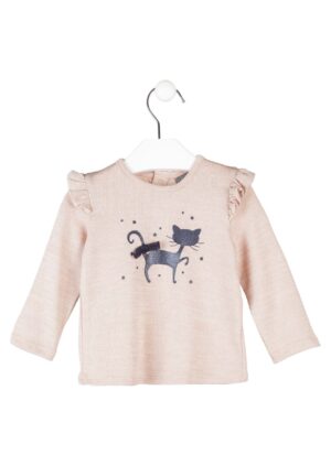 LOSAN AUTOMNE 2022 BÉBÉ FILLE CHARMED CHANDAIL CHAT ROSE PÂLE
