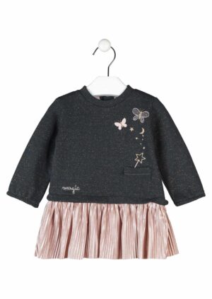LOSAN AUTOMNE 2022 BÉBÉ FILLE CHARMED ROBE MARINE ET ROSE PÂLE