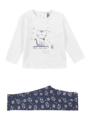 LOSAN AUTOMNE 2022 BÉBÉ FILLE CHARMED ENSEMBLE 2 PIÈCES BLANC ET MARINE