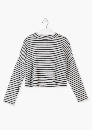 LOSAN AUTOMNE 2022 GRANDE FILLE 8 À 16 ANS CHANDAIL DOUX ET LÉGER GRIS LIGNÉ NOIR