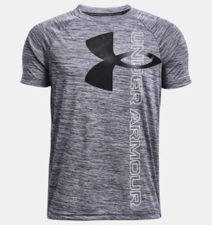 UNDER ARMOUR GARÇON t-shirt UA Tech™ Split Logo Hybrid pour garçon gris logo noir