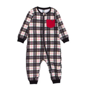 NANO NOEL PYJAMA BÉBÉ UNE PIÈCE À CARREAUX NOIR