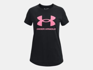 UNDER ARMOUR Fille Haut à manches courtes UA Sportstyle Graphic noir logo rose