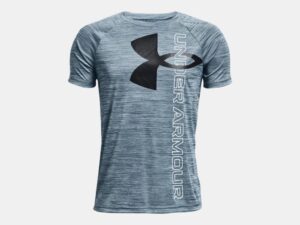 UNDER ARMOUR GARÇON t-shirt UA Tech™ Split Logo Hybrid pour garçon bleu logo gris/bleu