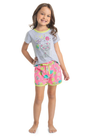 -QUIMBY PRINTEMPS FILLE PYJAMA ROSE ET GRIS