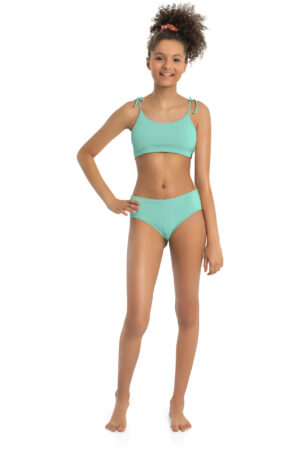 GLOSS PRINTEMPS. GRANDE FILLE MAILLOT TURQUOISE 2 PIÈCES