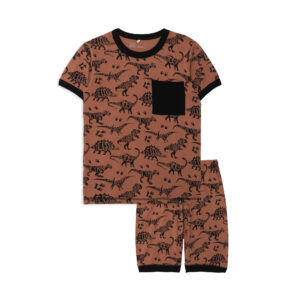 DEUX PAR DEUX PRINTEMPS 2023 PYJAMA DEUX PIÈCES DINOSAURES BRUN (EN STOCK)