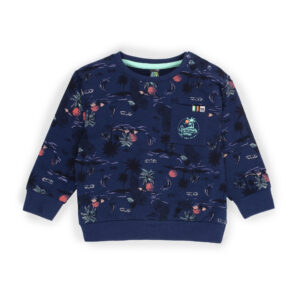 NANO PRINTEMPS 23 BÉBÉ GARÇON C'EST L'ÉTÉ CHANDAIL MANCHE LONGUE MARINE IMPRIMÉ (EN STOCK)