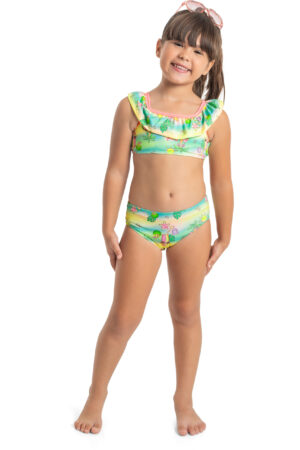 QUIMBY PRINTEMPS 23 FILLE MAILLOT BIKINI JAUNE VERT