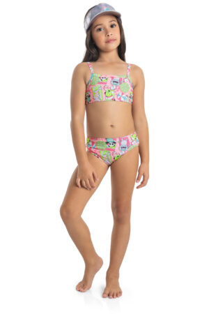 QUIMBY PRINTEMPS 23 FILLE MAILLOT BIKINI ROSE IMPRIMÉ