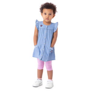 NANO PRINTEMPS 23 BÉBÉ FILLE DOMPTEUSE DE LÉOPARDS ROBE EN JEANS MOU (EN STOCK)