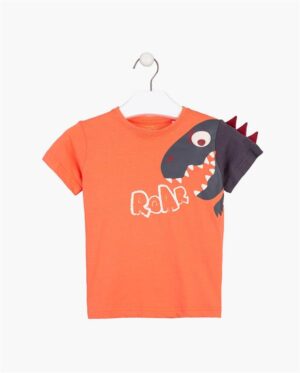 LOSAN PRINTEMPS 23 GARÇON DINOSAURE T-SHIRT ORANGE 2 À 7 ANS
