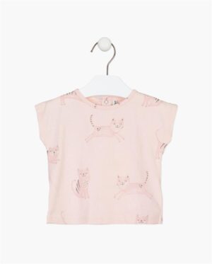 LOSAN PRINTEMPS 23 BÉBÉ FILLE T-SHIRT CHAT ROSE PÂLE