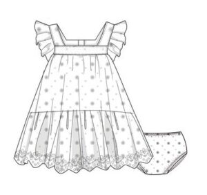 LOSAN PRINTEMPS 23 BÉBÉ FILLE ROBE CHIC BLANCHE AVEC CACHE COUCHE