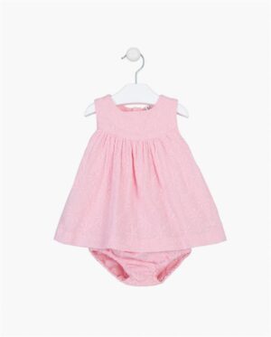 LOSAN PRINTEMPS LAYETTE BÉBÉ FILLE ROBE ROSE PÂLE