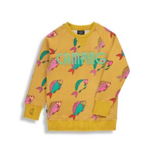 BIRDZ PRINTEMPS SWEAT CAMPING FISH JAUNE