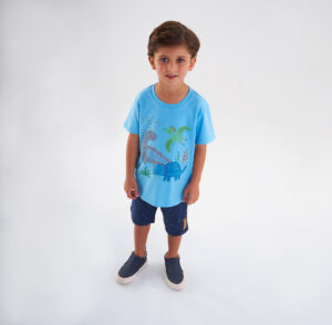 QUIMBY PRINTEMPS 23 GARÇON ENSEMBLE 2 PIÈCES DINOSAURE BLEU