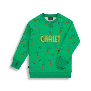BIRDZ PRINTEMPS SWEAT CHALET FLAMANT TOUCAN VERT
