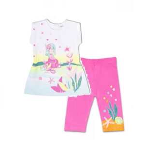 TUCTUC PRINTEMPS 23 SEASHELL ENSEMBLE TUNIQUE ET LEGGING FUSHIA