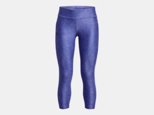 UNDER ARMOUR FILLE legging crop 3/4 HeatGear®bleu/mauve imprimé