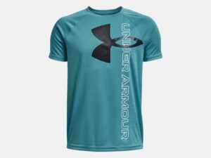 UNDER ARMOUR GARÇON t-shirt  UA Tech™ Split Logo Hybrid bleu acier