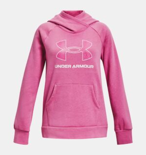 UNDER ARMOUR FILLE Chandail à capuchon en molleton avec logo imprimé UA Rival rose