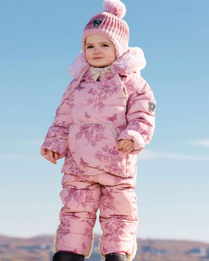 DEUX PAR DEUX HIVER BÉBÉ FILLE HABIT DE NEIGE ROSE FLEURIT (EN STOCK)