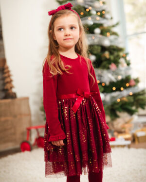 DEUX PAR DEUX NOEL ROBE AVEC JUPE EN TULLE SCINTILLANT BORDEAUX