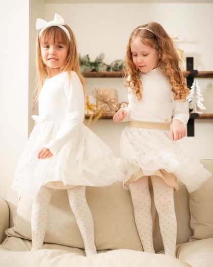 DEUX PAR DEUX NOEL 2023 COLLANT BLANC CRÈME A MOTIF DE COEUR OR – Image 2