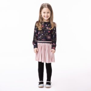 NANO NOEL 23 FILLE CÉLÉBRATION ET CONFÉTTIS ROBE NOIR ET ROSE