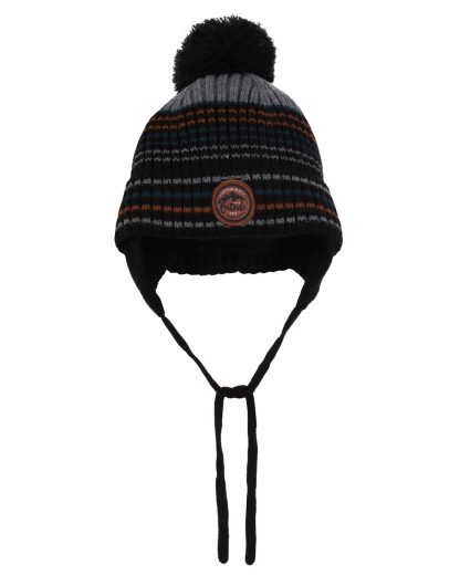 PELUCHE ET TARTINE 2023 TUQUE EN TRICOT MARINE ROBIN AVEC CORDON JUSQU’À 2/5Y