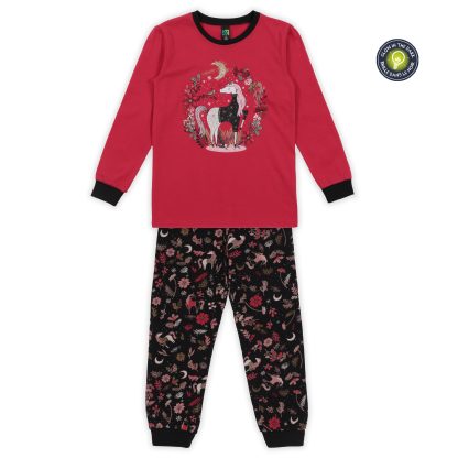 NANO NOEL 23 PYJAMA FILLE ROUGE LICORNE – Image 2