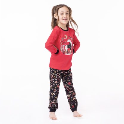 NANO NOEL 23 PYJAMA FILLE ROUGE LICORNE