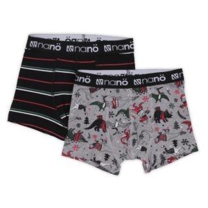 NANO NOEL 23 SOUS-VÊTEMENTS PAQUET DE 2 BOXERS GRIS DINOSAURE