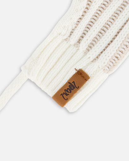 DEUX PAR DEUX PRINTEMPS MITAINE EN TRICOT AVEC CORDON POUR BÉBÉ BLANCHE (EN STOCK) – Image 3