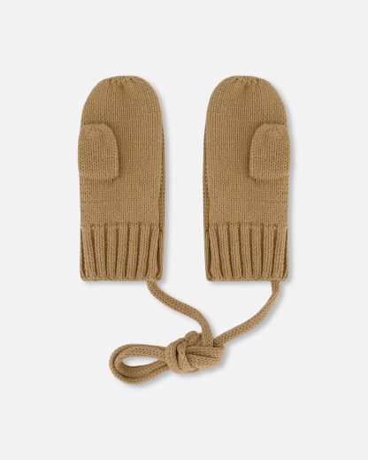 DEUX PAR DEUX PRINTEMPS MITAINE EN TRICOT AVEC CORDON POUR BÉBÉ TAUPE (EN STOCK) – Image 2