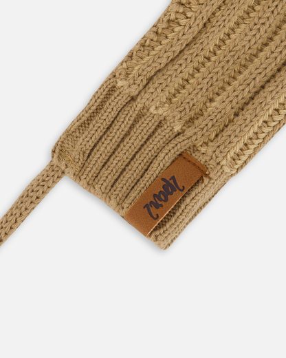 DEUX PAR DEUX PRINTEMPS MITAINE EN TRICOT AVEC CORDON POUR BÉBÉ TAUPE (EN STOCK) – Image 3