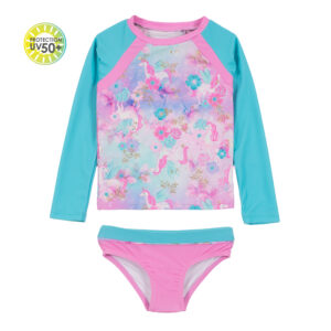 NANO ÉTÉ 24 MAILLOT FILLE LICORNE DEUX PIÈCES RASHGUARD (EN STOCK)