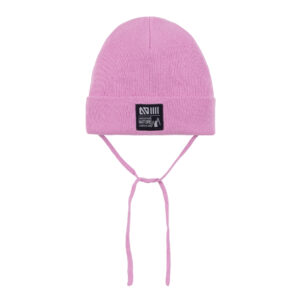 NANO PRINTEMPS 24 TUQUE EN TRICOT BASIC AVEC CORDONS ROSE (EN STOCK)