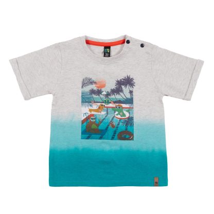 NANO PRINTEMPS 24 BÉBÉ GARÇON UN ÉTÉ À LA PISCINE T-SHIRT IVOIRE CHINÉ