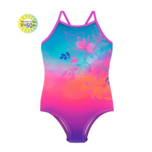 NANO ÉTÉ 24 MAILLOT FILLE TROPIQUES EXOTIQUES UNE PIÈCE VIOLET (EN STOCK)