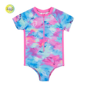 NANO ÉTÉ 24 MAILLOT FILLE COQUILLAGES UNE PIÈCE RASHGUARD TURQUOISE (EN STOCK)