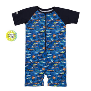 NANO ÉTÉ 24 MAILLOT GARÇON UNE PIÈCE 6 MOIS À 4 ANS BLEU POISSON (EN STOCK)