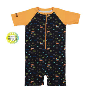 NANO ÉTÉ 24 MAILLOT GARÇON UNE PIÈCE 6 MOIS À 4 ANS NOIR/JAUNE (EN STOCK)